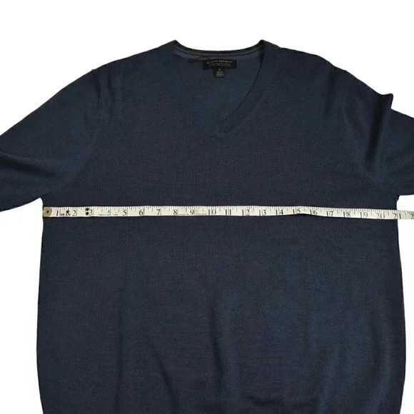 Banana Republic 100% Merino Wool Sweater Long Sleeve V-Neck Blue Size Medium - Picture 7 of 8